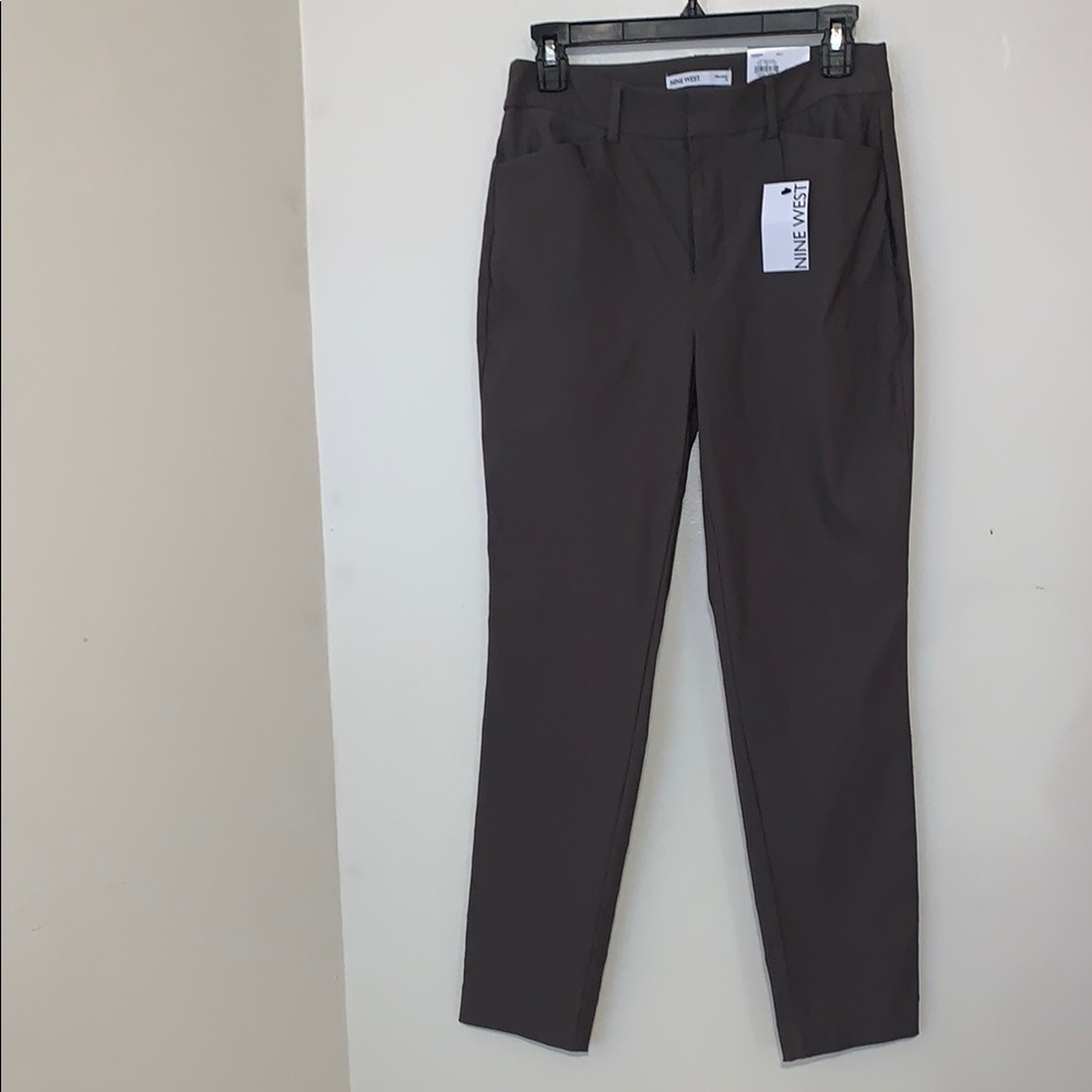 Nine West Gray Slim Ankle Pants Business Casual